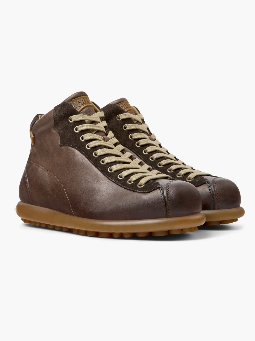 Camper Pelotas Ariel Men’s Dark Brown and Beige High-Top Sneakers
